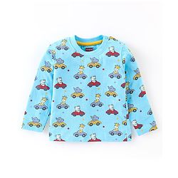 Babyhug Cotton Knit Full Sleeves Animal Print Night Suit - Blue