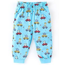 Babyhug Cotton Knit Full Sleeves Animal Print Night Suit - Blue