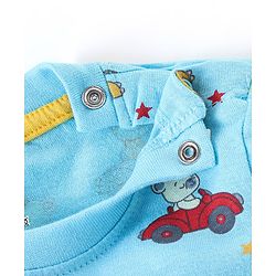 Babyhug Cotton Knit Full Sleeves Animal Print Night Suit - Blue
