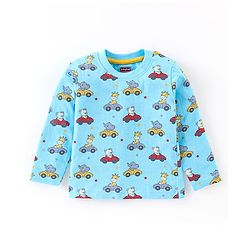 Babyhug Cotton Knit Full Sleeves Animal Print Night Suit - Blue