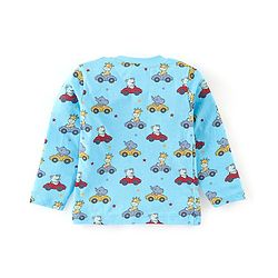 Babyhug Cotton Knit Full Sleeves Animal Print Night Suit - Blue