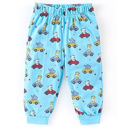 Babyhug Cotton Knit Full Sleeves Animal Print Night Suit - Blue