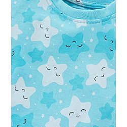Babyhug Cotton Knit Half Sleeves Star Print Night Suit - Blue