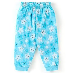 Babyhug Cotton Knit Half Sleeves Star Print Night Suit - Blue