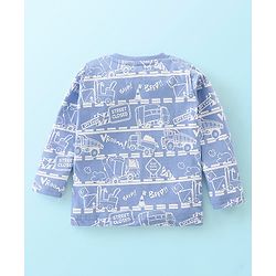 Babyhug Cotton Jersey Full Sleeves Night Suit Trucks Print - Blue
