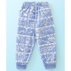 Babyhug Cotton Jersey Full Sleeves Night Suit Trucks Print - Blue