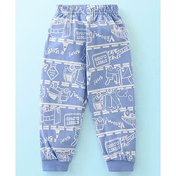 Babyhug Cotton Jersey Full Sleeves Night Suit Trucks Print - Blue