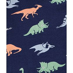 Babyhug Cotton Knit Half Sleeves Night Suit with Dino Print - Navy Blue