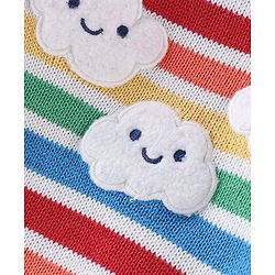 Babyhug Organic Cotton Knit Full Sleeves Striped Sweater with Clouds Applique - Multicolour