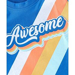 Babyhug 100% Cotton Knit Half Sleeves T-Shirt with Graphics Text Print - Blue