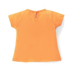 Babyhug Cotton Half Sleeves Tee With Kitty Graphics- Orange