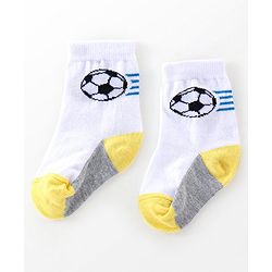 Cutewalk By Babyhug Cotton Anti Bacterial Ankle Length Striped & Ball Print Socks Pack of 3 - Grey White & Blue