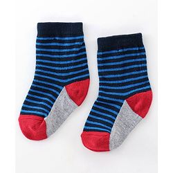 Cutewalk By Babyhug Cotton Anti Bacterial Ankle Length Striped & Ball Print Socks Pack of 3 - Grey White & Blue