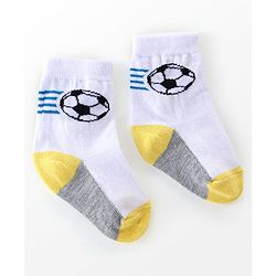 Cutewalk By Babyhug Cotton Anti Bacterial Ankle Length Striped & Ball Print Socks Pack of 3 - Grey White & Blue