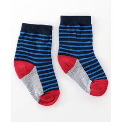 Cutewalk By Babyhug Cotton Anti Bacterial Ankle Length Striped & Ball Print Socks Pack of 3 - Grey White & Blue