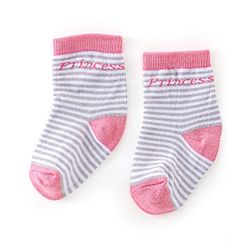 Cutewalk By Babyhug Cotton Anti Bacterial Ankle Length Striped Socks Pack of 3 - Purple & Pink