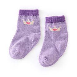 Cutewalk By Babyhug Cotton Anti Bacterial Ankle Length Striped Socks Pack of 3 - Purple & Pink