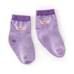 Cutewalk By Babyhug Cotton Anti Bacterial Ankle Length Striped Socks Pack of 3 - Purple & Pink