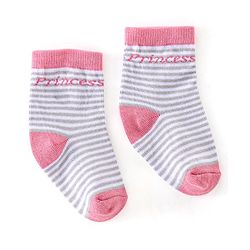 Cutewalk By Babyhug Cotton Anti Bacterial Ankle Length Striped Socks Pack of 3 - Purple & Pink