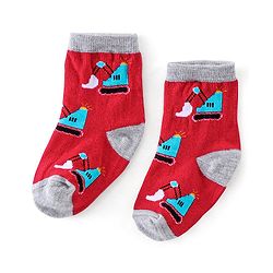 Cutewalk By Babyhug Cotton Anti Bacterial Ankle Length Car Print Socks Pack of 5 - Red Blue & Grey