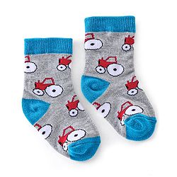 Cutewalk By Babyhug Cotton Anti Bacterial Ankle Length Car Print Socks Pack of 5 - Red Blue & Grey