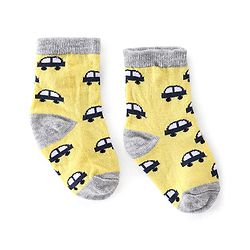 Cutewalk By Babyhug Cotton Anti Bacterial Ankle Length Car Print Socks Pack of 5 - Red Blue & Grey