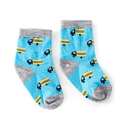 Cutewalk By Babyhug Cotton Anti Bacterial Ankle Length Car Print Socks Pack of 5 - Red Blue & Grey