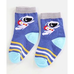 Cutewalk By Babyhug Cotton Anti Bacterial Ankle Length Space Design Socks Pack of 5 - Grey Blue & White