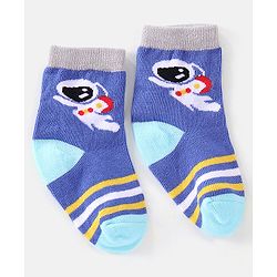 Cutewalk By Babyhug Cotton Anti Bacterial Ankle Length Space Design Socks Pack of 5 - Grey Blue & White