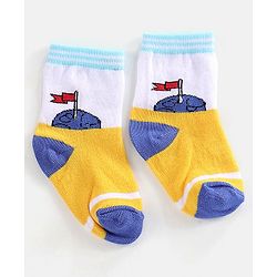 Cutewalk By Babyhug Cotton Anti Bacterial Ankle Length Space Design Socks Pack of 5 - Grey Blue & White