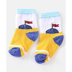 Cutewalk By Babyhug Cotton Anti Bacterial Ankle Length Space Design Socks Pack of 5 - Grey Blue & White