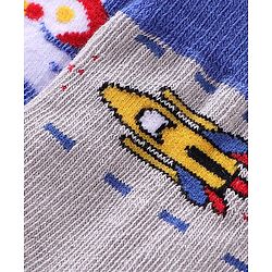 Cutewalk By Babyhug Cotton Anti Bacterial Ankle Length Space Design Socks Pack of 5 - Grey Blue & White
