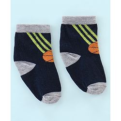 Cute Walk by Babyhug Cotton Knit Anti Bacterial Ankle Length Socks Stripes & Ball Design Pack of 5 - Black Grey & White