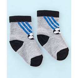 Cute Walk by Babyhug Cotton Knit Anti Bacterial Ankle Length Socks Stripes & Ball Design Pack of 5 - Black Grey & White
