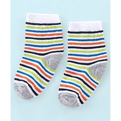 Cute Walk by Babyhug Cotton Knit Anti Bacterial Ankle Length Socks Stripes & Ball Design Pack of 5 - Black Grey & White