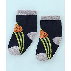 Cute Walk by Babyhug Cotton Knit Anti Bacterial Ankle Length Socks Stripes & Ball Design Pack of 5 - Black Grey & White