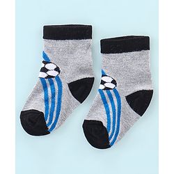 Cute Walk by Babyhug Cotton Knit Anti Bacterial Ankle Length Socks Stripes & Ball Design Pack of 5 - Black Grey & White