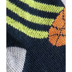 Cute Walk by Babyhug Cotton Knit Anti Bacterial Ankle Length Socks Stripes & Ball Design Pack of 5 - Black Grey & White