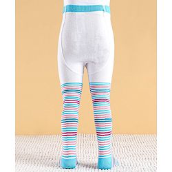 Cute Walk by Babyhug Cotton Antibacterial Striped Footed Tights - White