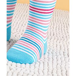 Cute Walk by Babyhug Cotton Antibacterial Striped Footed Tights - White