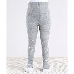 Cute Walk by Babyhug Cotton Antibacterial Dot Print Footed Tights - Grey