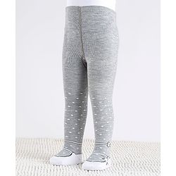 Cute Walk by Babyhug Cotton Antibacterial Dot Print Footed Tights - Grey