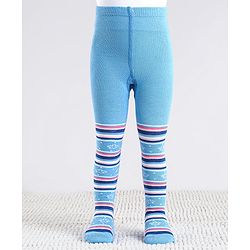Cute Walk by Babyhug Cotton Antibacterial Striped Footed Tights - Blue