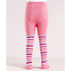Cute Walk by Babyhug Cotton Antibacterial Striped Footed Tights - Pink