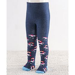 Cutewalk by Babyhug Non Terry Footed Anti-Bacterial Unicorn Design Tights Pack of 2 - Pink & Navy