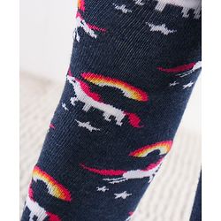 Cutewalk by Babyhug Non Terry Footed Anti-Bacterial Unicorn Design Tights Pack of 2 - Pink & Navy