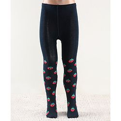 Cutewalk by Babyhug Non Terry Footed Anti-Bacterial Strawberry  Design Tights  - Navy Blue
