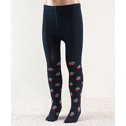 Cutewalk by Babyhug Non Terry Footed Anti-Bacterial Strawberry  Design Tights  - Navy Blue