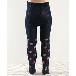 Cutewalk by Babyhug Non Terry Footed Anti-Bacterial Strawberry  Design Tights  - Navy Blue