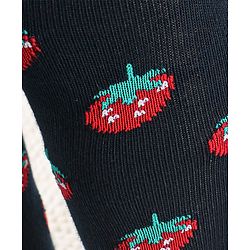 Cutewalk by Babyhug Non Terry Footed Anti-Bacterial Strawberry  Design Tights  - Navy Blue